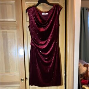Eliza J Red Ruched Cowl Neck Mini Dress